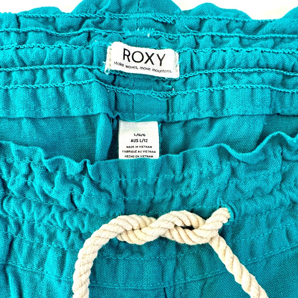 Roxy: size large, turquoise, linen-blend pants